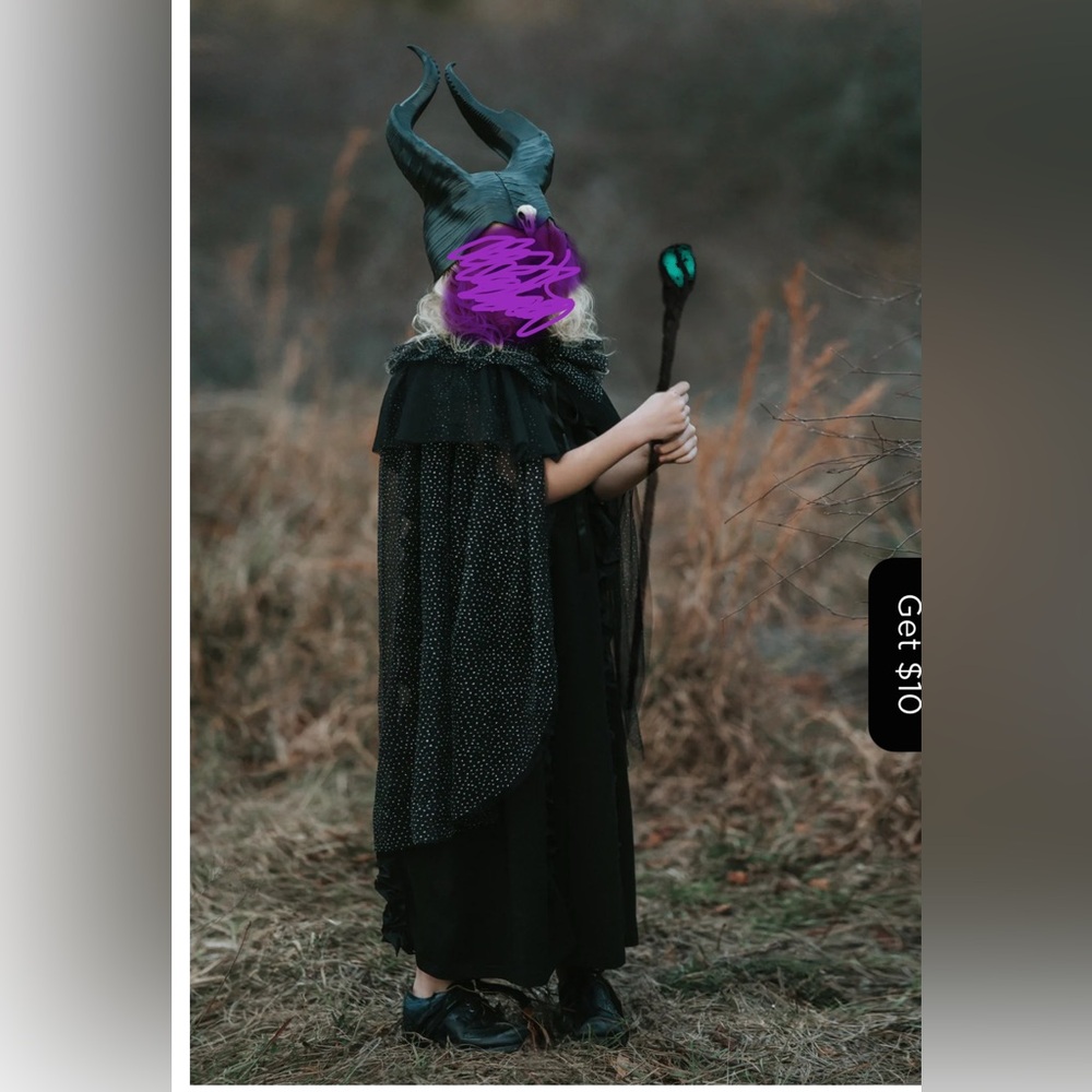 Maleficent Dress and cape set. Size 16. Only little once OLO. NWT.